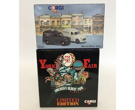 CORGI: A boxed limited edition die-cast model 225 Years York Fair Bedford Type OB Coach, together with a boxed Set of Morris 