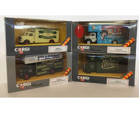 CORGI: Four boxed die-cast model Bedford Vans numbered as follows: D953/18; D822/5; C953/3, and Q953/8. (4). Est. £20 - £30.