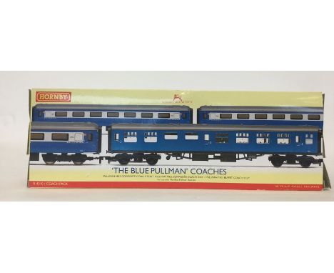 HORNBY: An 00 gauge scale model boxed trio pack of Mk 1 and Mk2 "Blue Pullman" Coaches numbered R4310, with individual boxes 