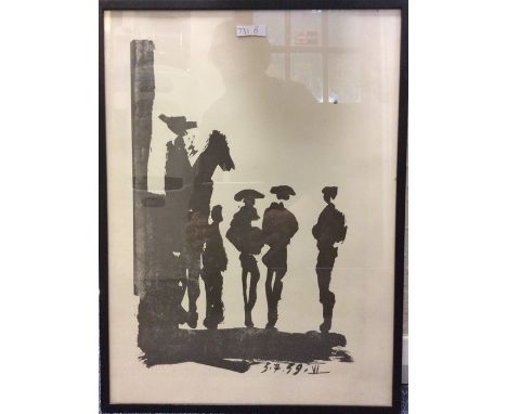 A black and white monochrome Picasso print in ebony frame. Approx. 50 cms x 37 cms. Est. £30 - £50