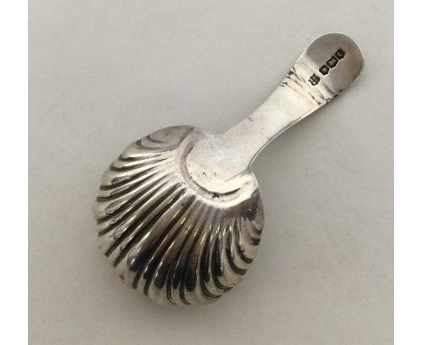 A modern silver engraved caddy spoon. Sheffield. By TB&amp;S. Approx. 20 grams. Est. £20 - £30.