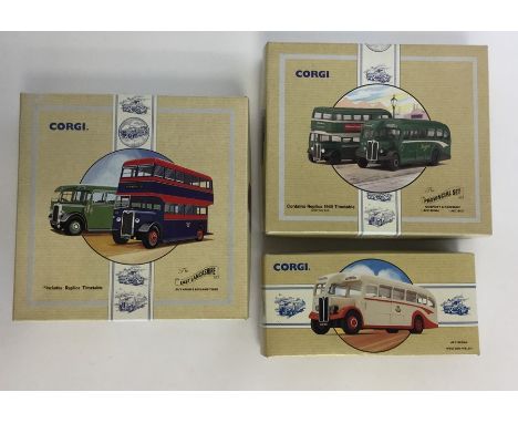 CORGI: Three boxed "Classic Commercials From Corgi" die-cast model buses numbered 97197; 97072, and 97077. (3). Est. £20 - £3