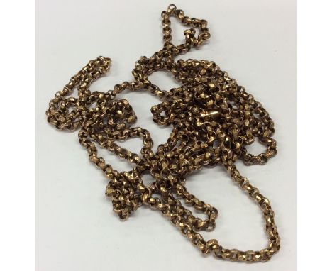 A 9 carat belcher link chain with ring clasp. Approx. 42 grams. Est. £300 - £350.
