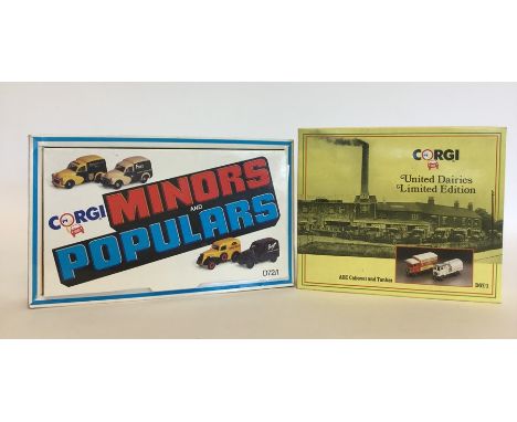 CORGI: A "United Dairies" limited edition boxed die-cast model vehicle set numbered D67/1 together with a "Minors and Popular