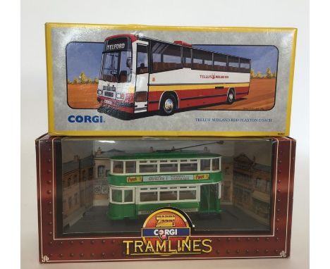 CORGI: A boxed die-cast model Tramline Dover numbered D993/2, together with a boxed die-cast model Tellus Midland Red Plaxton
