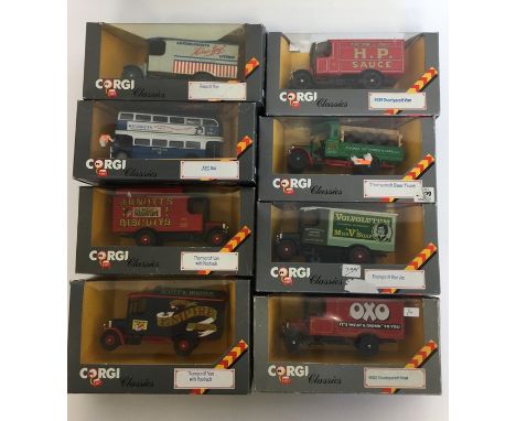 CORGI: Eight various boxes of "Classics", comprising a Thornycroft Box Van C859/8; a Thornycroft Beer Truck C867; a 1929 Thor