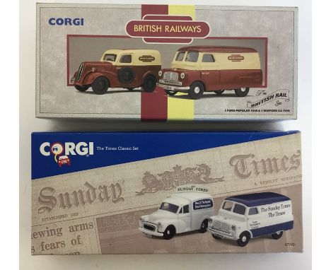 CORGI: Two boxed die-cast model vehicle sets comprising The Times Classic Set numbered 97740, and The British Rail Set number