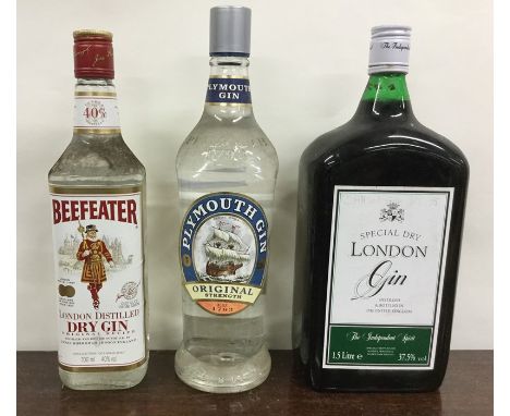 1 x 70cl bottle of Plymouth Original Dry Gin, together with 1 x 700ml bottle of Beefeater London Distilled Dry Gin and 1 x 1.