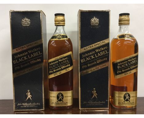 Two x 75cl bottles of Johnnie Walker Extra Special Black Label Old Scotch Whisky in boxes. (2)