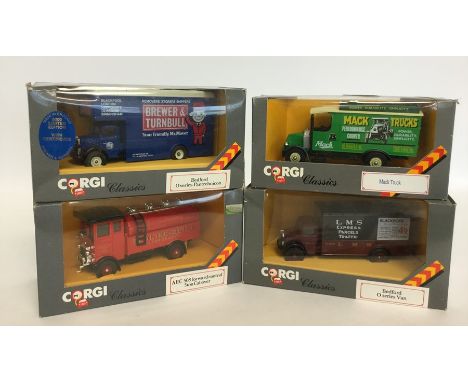 CORGI: Two boxed die-cast model Bedford  trucks numbered 97120 and D953/19, together with an AEC 508 forward control 5 ton Ca