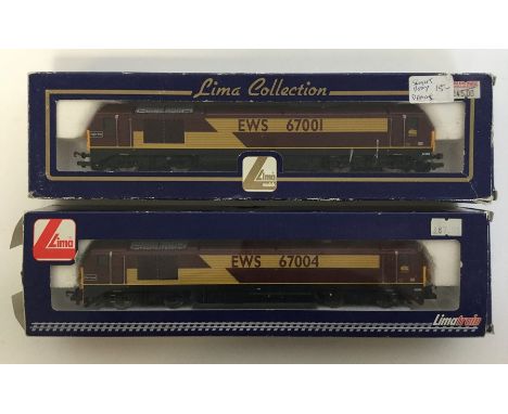 LIMA: Two 00 gauge boxed scale model EWS diesel locomotives numbered 67001 and 67004; the former with box reference L205261. 