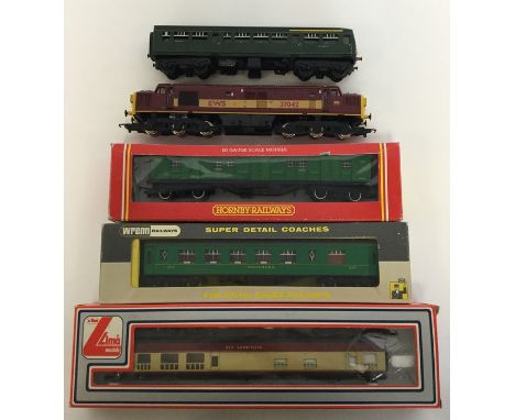 A box containing a LIMA 00 gauge boxed scale model Restaurant Car numbered 30 5325 W, together with a HORNBY00 gauge boxed sc