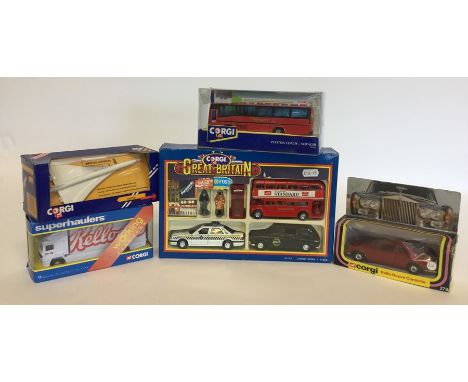 CORGI: A Boxed die-cast Great Britain London Scene 3 piece set numbered 92720, together with a die-cast model of Concorde num