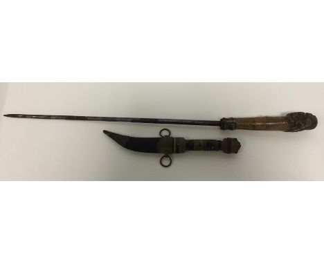 An Antique tapering sword stick mount with steel blade. Est. £20 - £30.