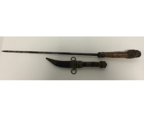 An Antique tapering sword stick mount with steel blade. Est. £20 - £30.