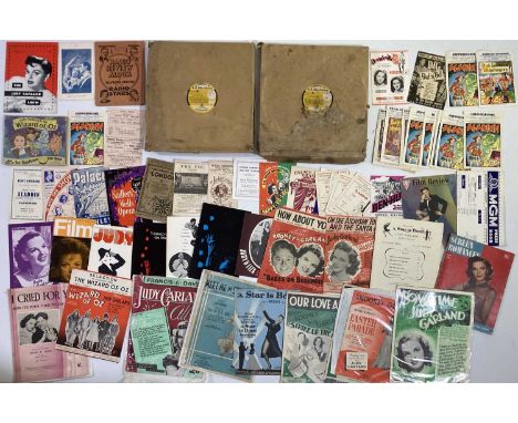 A large collection of theatre and film memorabilia to include: playbills c 1930s, a large collection of sheet music, magazine