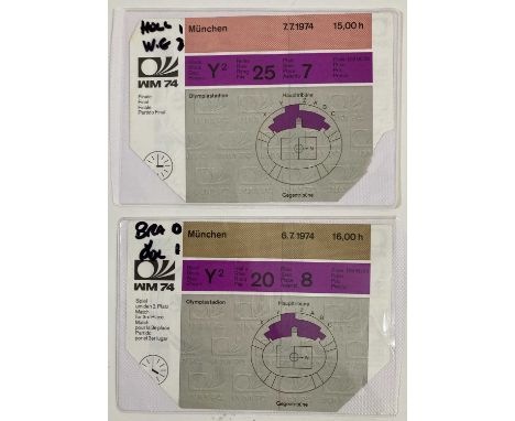 Two tickets: an original ticket for the 1974 World Cup final 7th July 1974 with West Germany 2-1 winners over Holland. Also a