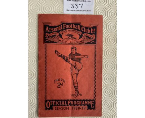 38/39 England v Rest Of Europe At Arsenal Football Programme: Full International played at Highbury. Fair condition with ligh