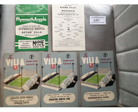 60/61 League Cup Aston Villa Football Programmes: Aston Villa won the league cup in its first season. Four home matches v Ply