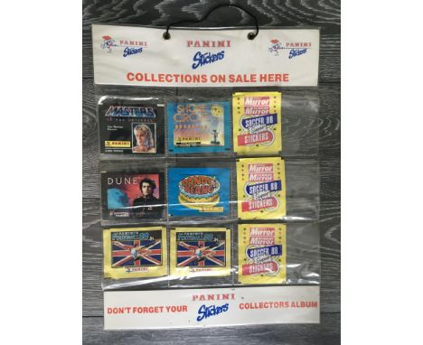 Panini Stickers Shop Display Card Holder: Direct from shop with original hanging string p. Holds 9 packs and still has 9 unop