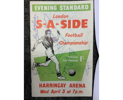 1957 Signed England Football Team: The team that played Scotland on 6 April attended the London 5-A-Side 3 days earlier at Ha