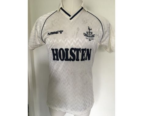 Tottenham 1987 FA Cup Final Match Issued Football Shirt: White short sleeve Hummel shirt with Holsten sponsor. FA Cup Final 1