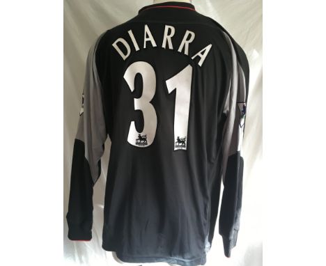 Diarra 2002/2003 Match Issued Football Shirt: Away black shirt with number 31 Diarra to rear and Premier League badging to lo