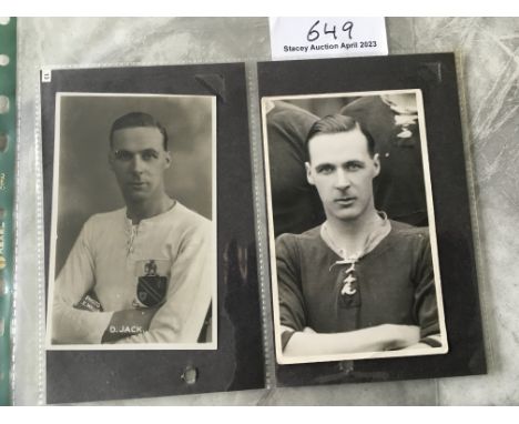 David Jack Arsenal + Bolton Football Postcards: Original postcards featuring David with arms folded in Bolton and Arsenal kit