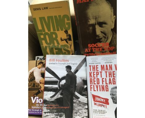 Manchester United Football Book Collection: First box of 32 contains mainly autobiographies with a further box containing 26 