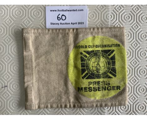 1966 World Cup Press Messenger Armband: Thick cloth with elastic so one size can fit all. World Cup logo with words Press Mes