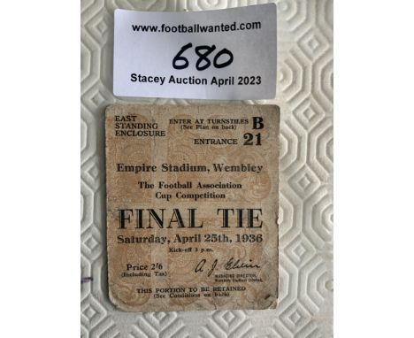 1936 FA Cup Final Football Programme: Arsenal v Sheffield United ticket has rounding corners has a tiny scuff and is a bit di