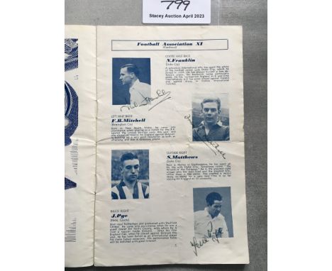 1946 Signed England Football Programme: Officially the FA X1 v Army Training Corps played at Wembley. Signed throughout the p