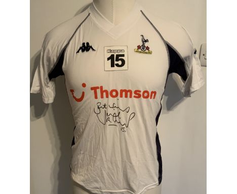 Tottenham 2003 - 2004 Training Top Football Shirt: White short sleeve with patch stating Kappa 15 to front. Worn and signed b