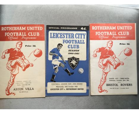 60/61 Rotherham League Cup Football Programmes: In the league cups first season Rotherham got to the final. This lot has the 