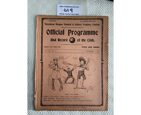 1919 - 1920 Tottenham v Burslem Port Vale Football Programme: Ex bound league match with no team changes. Fair condition with