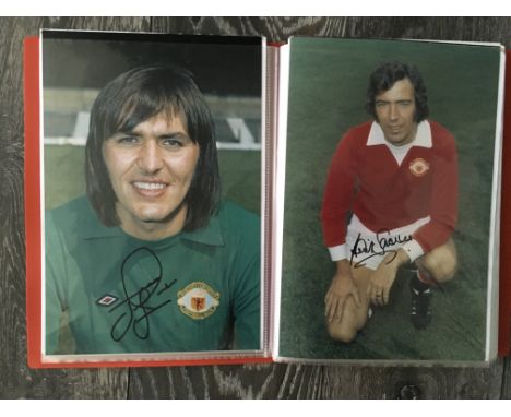 Manchester United Signed Football Photo Collection: All 12 x 8 inch neatly presented in collectors folder. Signed in black ma