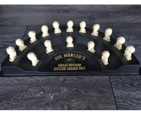 Football Memorabilia Box: Includes complete set of Joe Mercers Cleveland Busts with stand, 1968 club colours poster supplemen