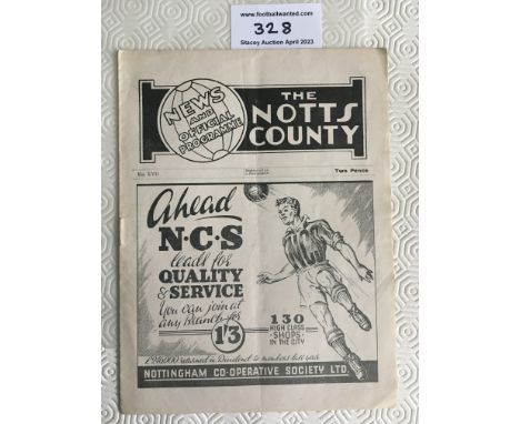 38/39 Notts County v Clapton Orient Football Programme: Very good condition league programme with no team changes. Light fold