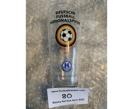 1966 World Cup Germany Drinking Glass: Attractive half pint glass with an etched autograph of the German squad. Underneath a 