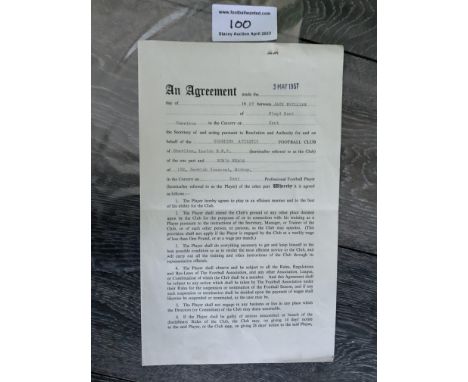 Charlton Athletic 1957/58 Football Contract: Issued and signed by Edwin Werge which was his first professional after signing 