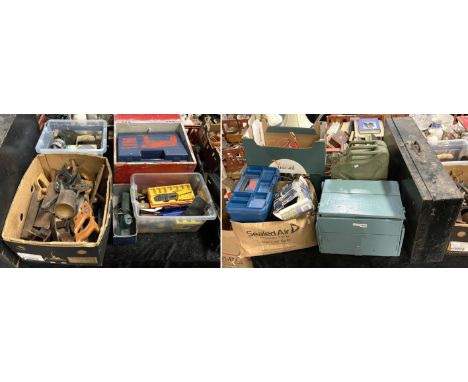 COLLECTION OF BRITISH MADE TOOLS WITH COLLECTION OF ORIGINAL WOODEN TOOL BOXES 