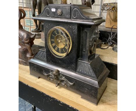 LARGE SLATE MANTLE CLOCK - 45 CMS (H) APPROX