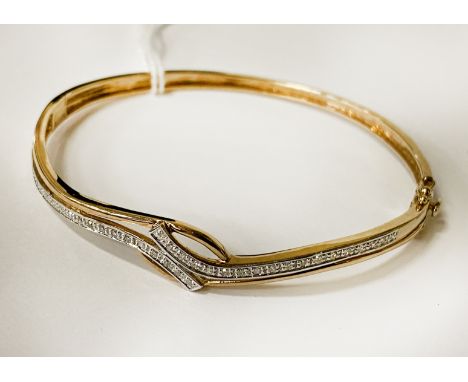 9CT GOLD DIAMOND BANGLE 8.6 GRAMS APPROX