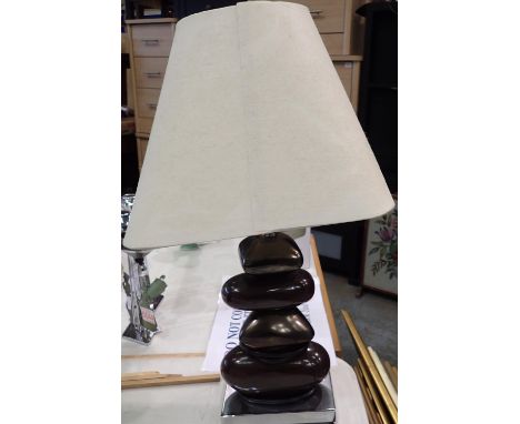 Lamp with stone form stem and matching shade, H: 45 cm. Not available for in-house P&amp;P 