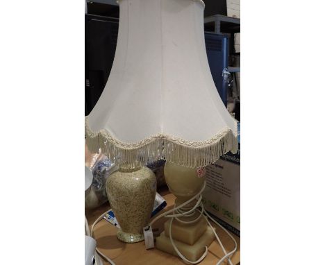 White marble bedside lamp and three others (4). Not available for in-house P&amp;P 