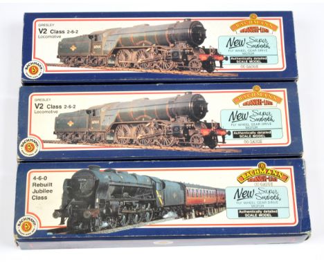 Bachmann Group of 3x British Steam Loco's. 31-251 BR Green - Phoenix - Jubilee Class; 31-552 BR Green V2 Class - Green Arrow;