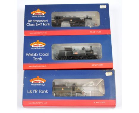 Bachmann group of 3x Steam Tank Loco's. Comprising 31-167DC L&YR - Weathered; 31-975A BR Black 3MT & 35-050 LNWR Webb Coal. B