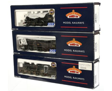 Bachmann 00 Gauge group of BR black steam outline Locomotives consisting of 32-586C 2-6-0 Loco &amp; Tender class 4 No.43154,