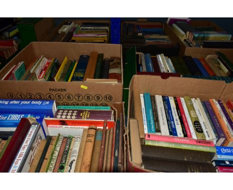 BOOKS, seven boxes containing approximately 200 - 210 titles in hardback and paperback format, subjects include Encyclopaedic