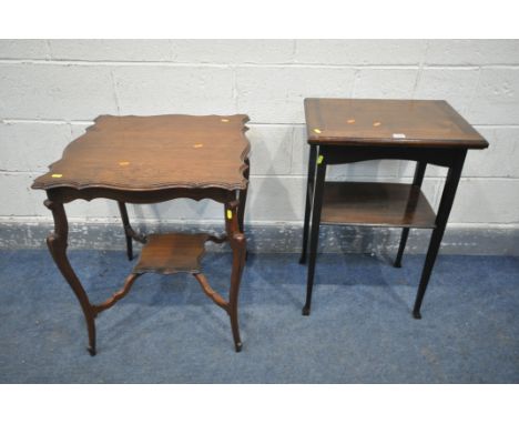 AN EDWARDIAN MAHOGANY CARD TABLE, with a fold over top, enclosing a green playing surface, width 51cm x depth 39cm x height 7